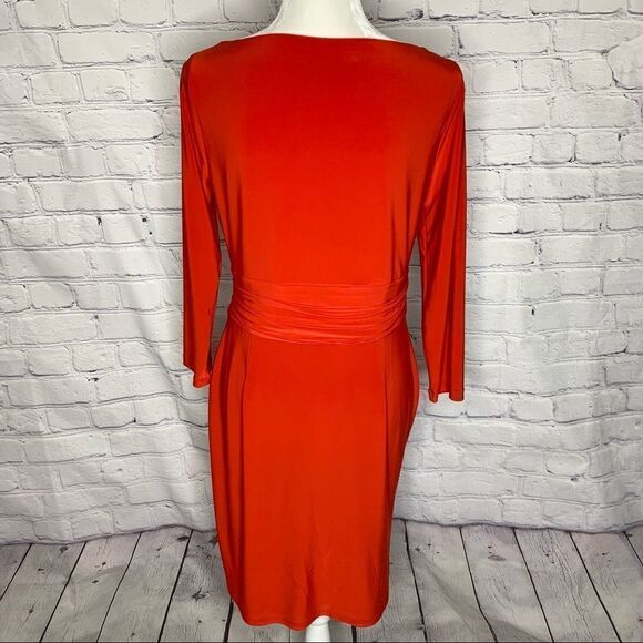 Nine West Red cowl neck draped long sleeve dress - Picture 6 of 13